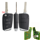 For VW Non-keyless MQB platform  3 button flip remote key  with ID48 chip-434mhz HU66 Blade OEM PCB+GTL key shell 