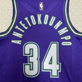 The Bucks ANTETOKOUNMPO #34 purple Retro NBA Jerseys
