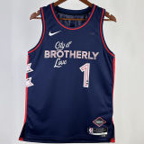 2023/24 76ers HARDEN #1 Sapphire Blue City Edition NBA Jerseys 热压