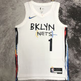 2023 Nets BRIDGES #1 White NBA Jerseys