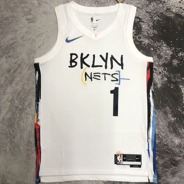 2023 Nets BRIDGES #1 White NBA Jerseys