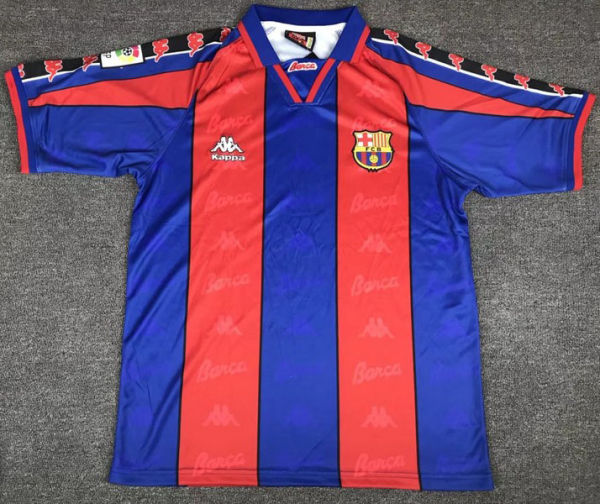 BA Home Red and Blue Retro Soccer Jersey 96-97(Name:RONALDO Number:9)