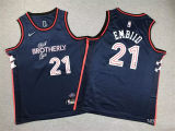 2023/24 76ers EMBIID #21 Sapphire Blue Kids City Edition NBA Jerseys 刺绣