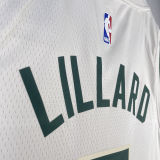2023/24 Bucks LILLARD #0 Off-White NBA Jerseys