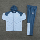 2024 Man City Blue Gray Hoody Zipper Jacket Tracksuit