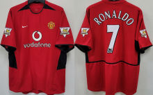 RONALDO #7 M Utd Home Retro Jersey 2002/04 (Have Patch 带CHAMPIONS 2002-2003 金 英超双臂章 FA Premier League Font 英超字体 )
