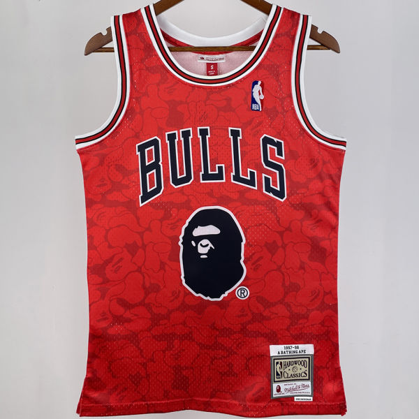 1997/98 Bulls BAPE×M&N #93 Red NBA Jerseys