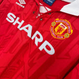 1992/94 M Utd Home Red Retro Long Sleeve Soccer Jersey