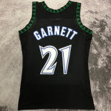 1997/98 Timberwolves GARNETT #21 Black Retro NBA Jerseys 热压