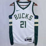 2023/24 Bucks HOLIDAY #21 White NBA Jerseys