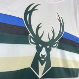 2023/24 Bucks LILLARD #0 Off-White NBA Jerseys