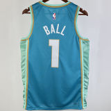 2023/24 Hornets BALL #1 Blue Retro NBA Jerseys 热压