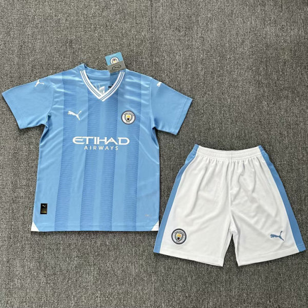 2023/24 Man City Home Blue Kids Soccer Jersey