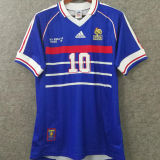 1998 France Home Blue Retro Soccer Jersey有右胸小字