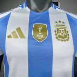 CAMPEONES DEL MUNDO 3 Stars Argentina Home Player Version Jersey 2024/25 (Have FlFA World Champion 2022 球员版有胸前章)