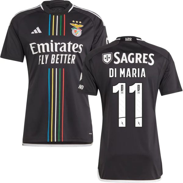 DI MARIA #11 Benfica 1:1 Quality Away Black Fans Jersey 2023/24 (League Font Font 联赛字体)