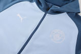 2024 Man City Blue Gray Hoody Zipper Jacket Tracksuit