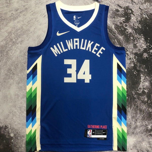 2023 Bucks ANTETOKOUNMPOL #34 Blue City Edition NBA Jerseys