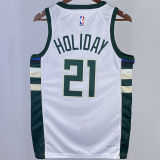 2023/24 Bucks HOLIDAY #21 White NBA Jerseys
