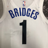 2023 Nets BRIDGES #1 White NBA Jerseys