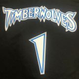 2018 Timberwolves EDWARDS # 1 Black Retro NBA Jerseys Hot Pressed