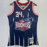 1996/97 Rockets OLAJUWON #34 Blue Retro NBA Jerseys 热压