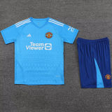 2023/24 M Utd Goalkeeper Blue Fans Soccer Jersey(A Set)