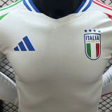 2024 Italy Away Whte Player Version Long Sleeve Jersey