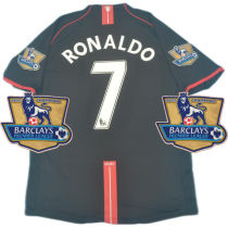 RONALDO #7 2007-08 M Utd Away Black Retro Jersey 英超字体带06/07英超双金章