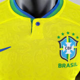 2022/23 Brazil Home Yellow Player Version Long Sleeve Jersey 长袖