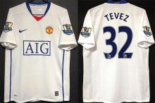 TEVEZ #32 M Utd White Retro Jersey 2008/09 (Have Patch 带 07/08 CHAMPIONS 金 英超双臂章 FA Premier League Font 英超字体 )