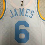 Lakers JAMES #6 White Retro NBA Jerseys