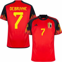 DE BRUYNE #7 Belgium 1:1 Home Red Fans Jersey 2022/23