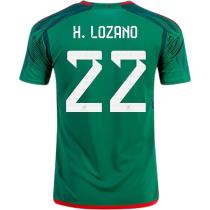 H. LOZANO #22 Mexico 1:1 Quality Home Green Fans Jersey 2022/23