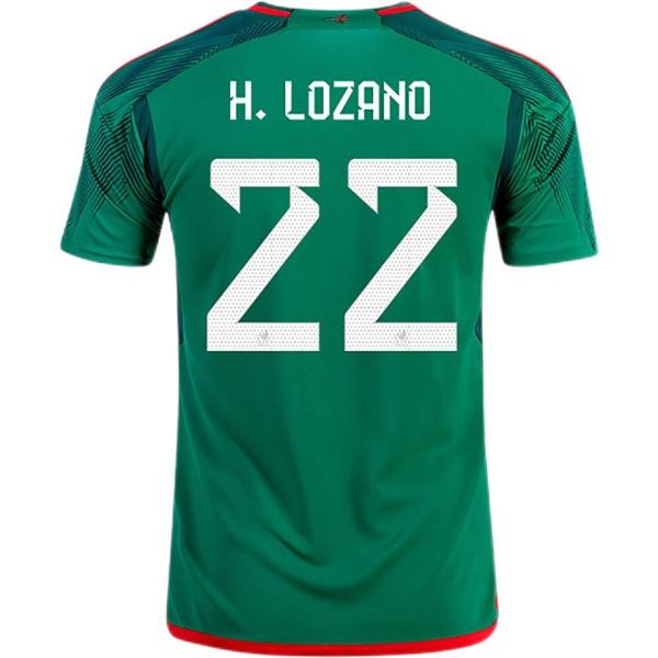 H. LOZANO #22 Mexico 1:1 Quality Home Green Fans Jersey 2022/23