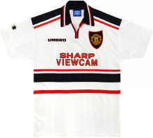 1998/99 M Utd Away White Retro Soccer Jersey