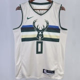 2023/24 Bucks LILLARD #0 Off-White NBA Jerseys