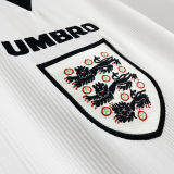 1996 England Home White Retro Soccer Jersey