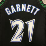 1997/98 Timberwolves GARNETT #21 Black Retro NBA Jerseys 热压