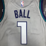 Hornets BALL #1 Grey NBA Jerseys