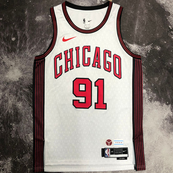 Bulls RODMAN #91 White City Edition NBA Jerseys