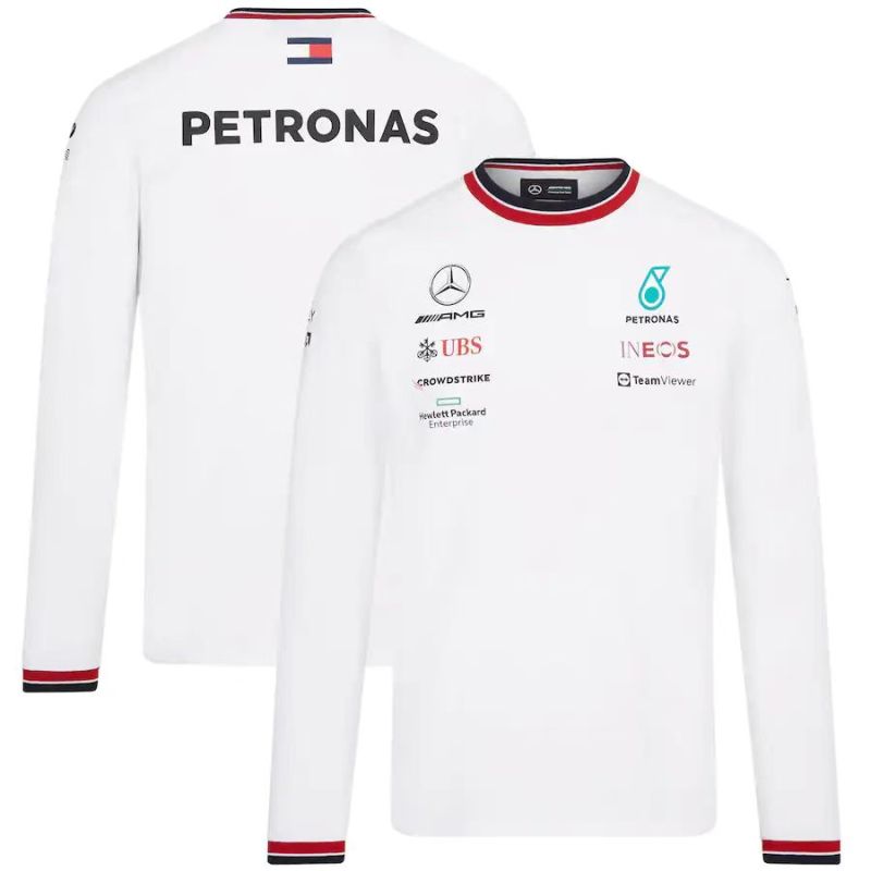 2022 Mercedes AMG Petronas F1 White Long Sleeve Team T-Shirt