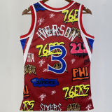 1996/97 76ers IVERSON #3 Red Retro NBA Jerseys 热压