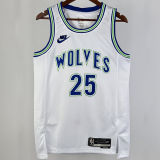 2023/24 Timberwolves ROSE # 25 White Retro NBA Jerseys 热压