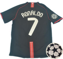 RONALDO #7 2007-08 M Utd Away Black Retro Jersey 欧冠字体右袖欧冠球