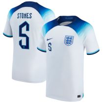 STONES #5 England Home 1:1 White Fans Jersey 2022/23