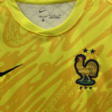 2024/25 France Yellow Goalkeeper Fans Soccer Jersey