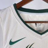 2023/24 Bucks LILLARD #0 Off-White NBA Jerseys
