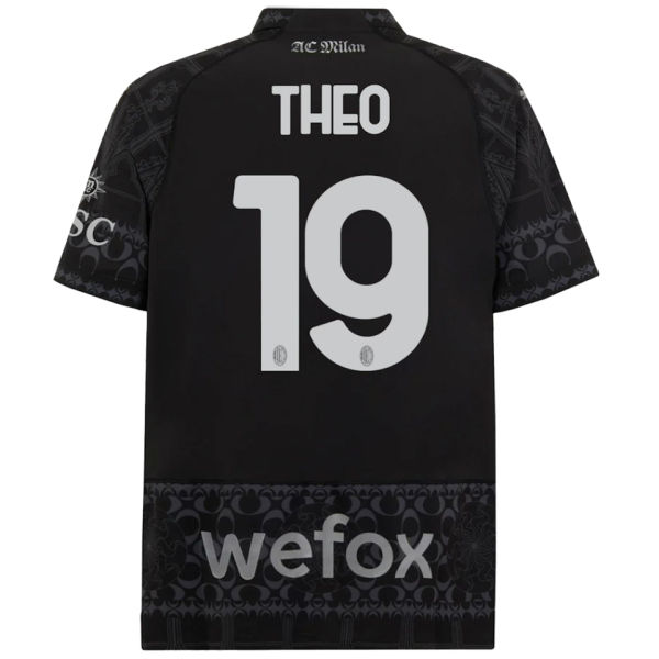 THEO #19 AC Milan x PUMA x Pleasures 4Th Black Fans Jersey 2023/24