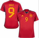 GAVI #9 Spain 1:1 Quality Home Red Fans Jersey 2022/23